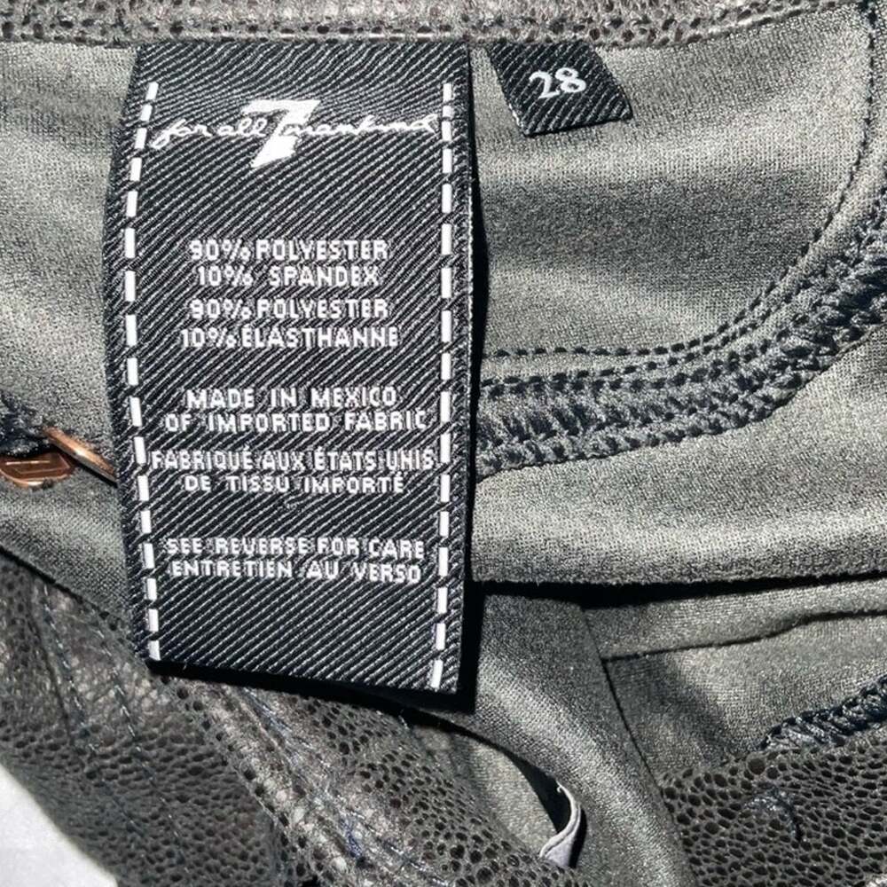 7 For All Mankind Metallic Coated High Rise Skinny Jean 28 Goth Punk Rocker Rave - Picture 12 of 13